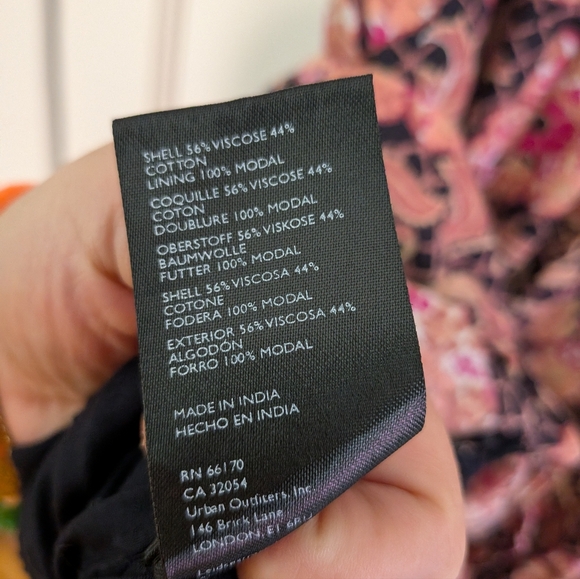 Anthropologie Ruffled Floral Mini Dress Pink Black Boho Tunic Dress - Picture 5 of 5